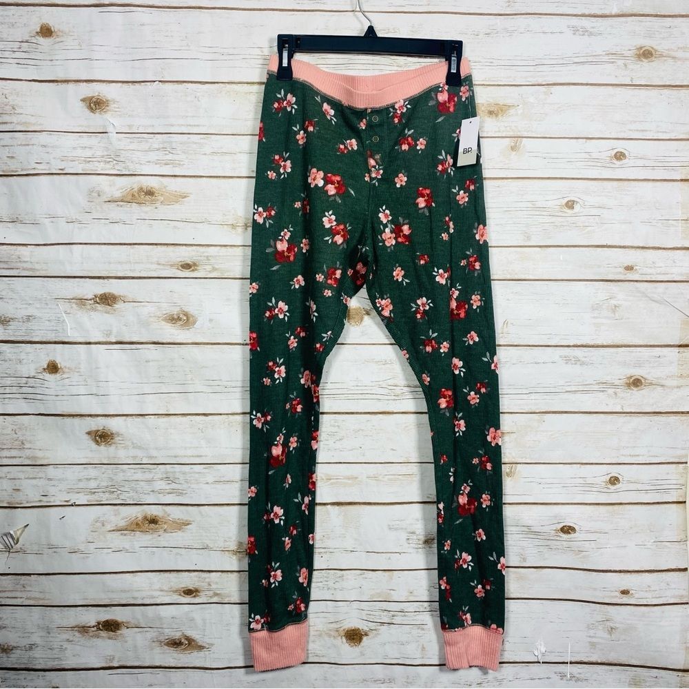 BP Pink and Green Floral Knit PJ Pants Size M